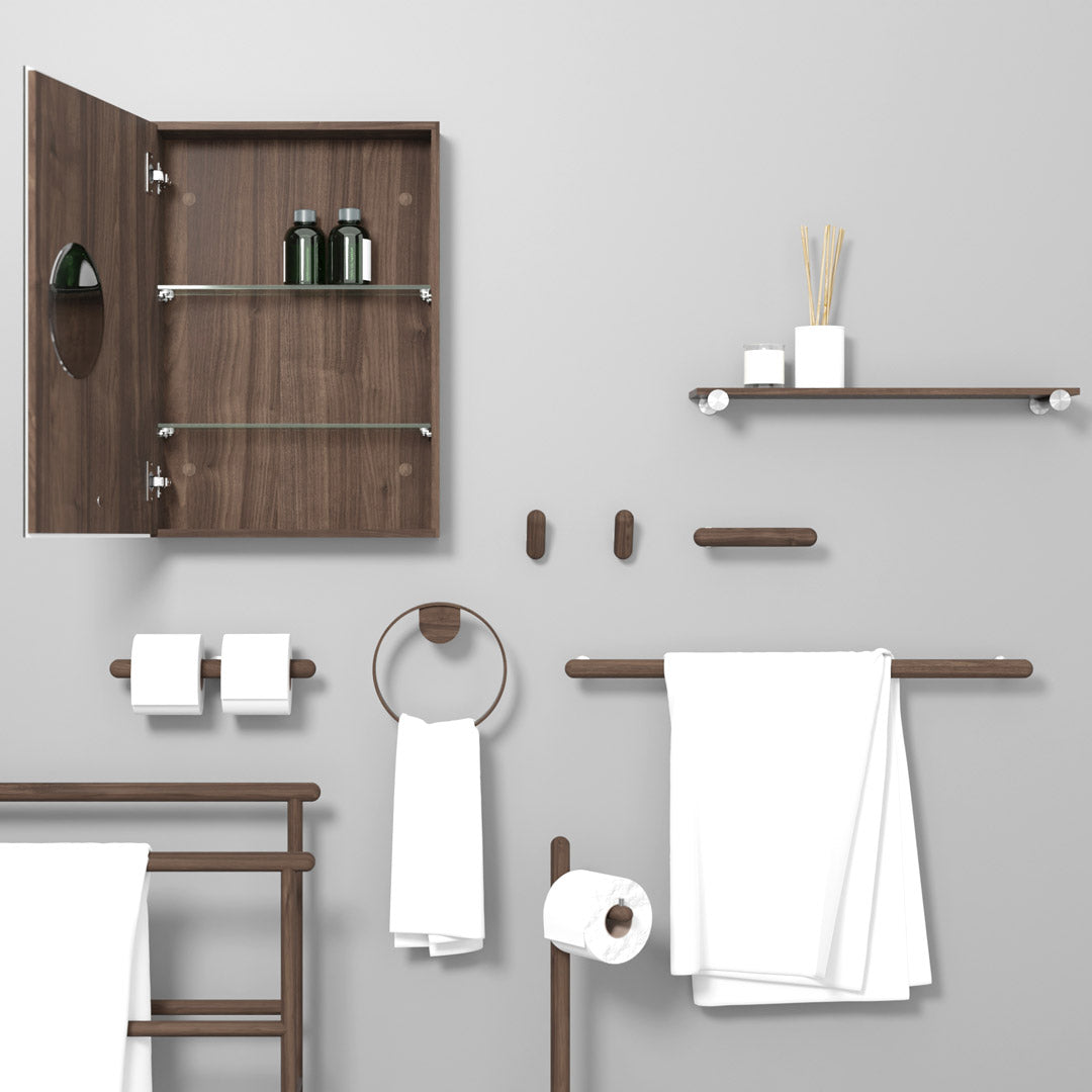 Yoku Double Toilet Roll Holder - Walnut
