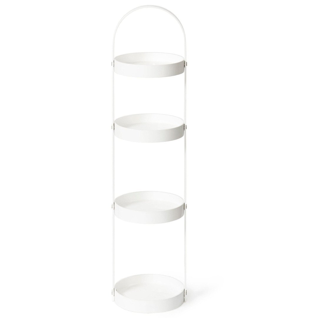 4 Tray Round Bathroom Caddy - White Gloss