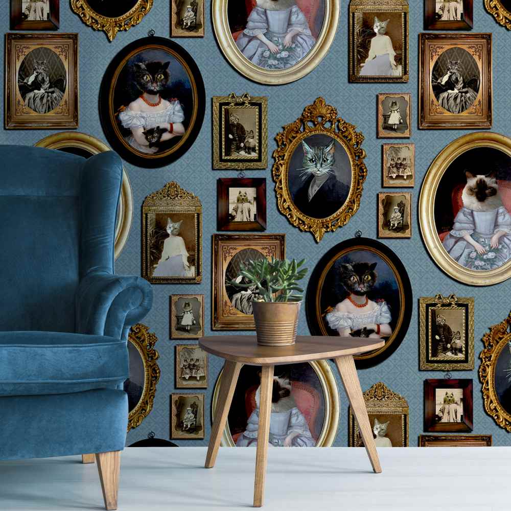 A Cavalcade of Cats Wallpaper - Blue - Graduate Collection