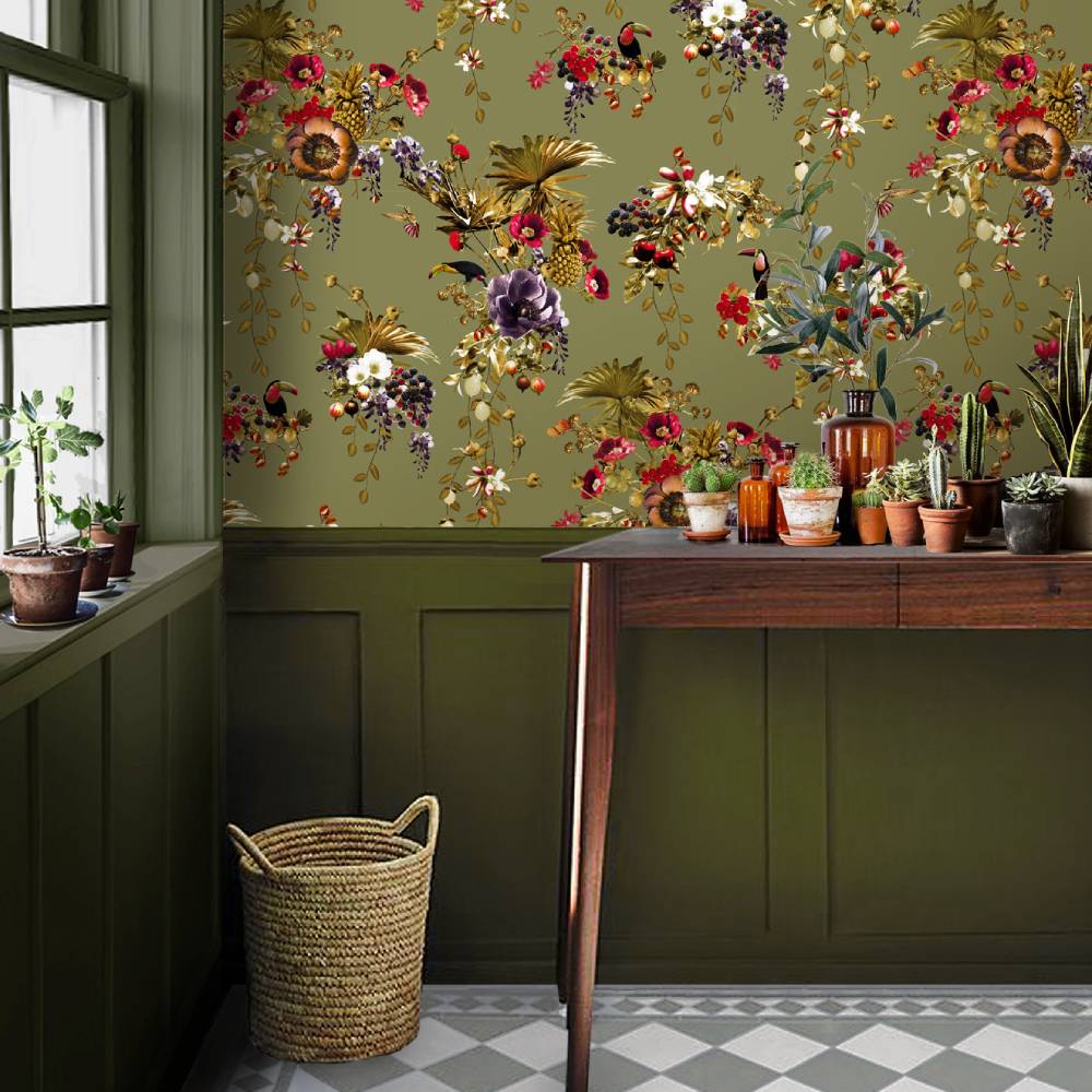 Amazonia Bloom Wallpaper - Jungle Green - Good & Craft
