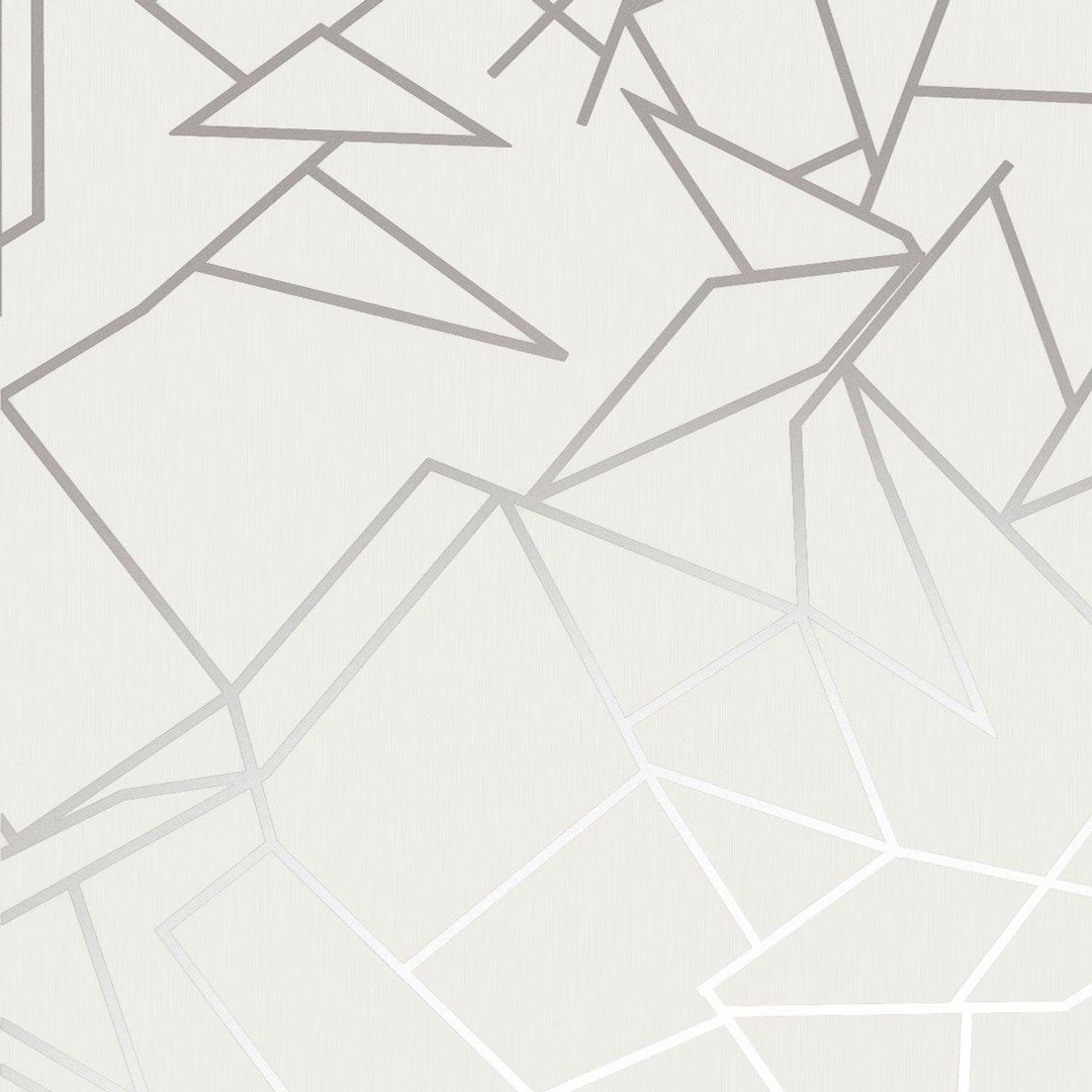 Angles Wallpaper - Pewter / White Stone - Erica Wakerly