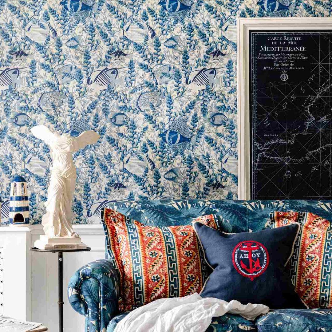 Aquarium Indigo Wallpaper - Set of 3 Rolls - MINDTHEGAP