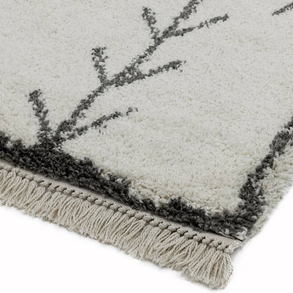 Berber Style Shaggy Rug - Cream Arrow