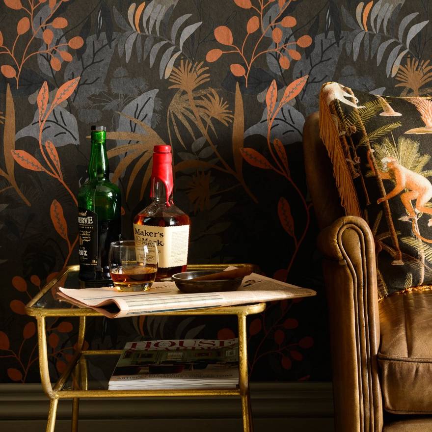 Caribbean Garden Dark Wallpaper - Set of 3 Rolls - MINDTHEGAP