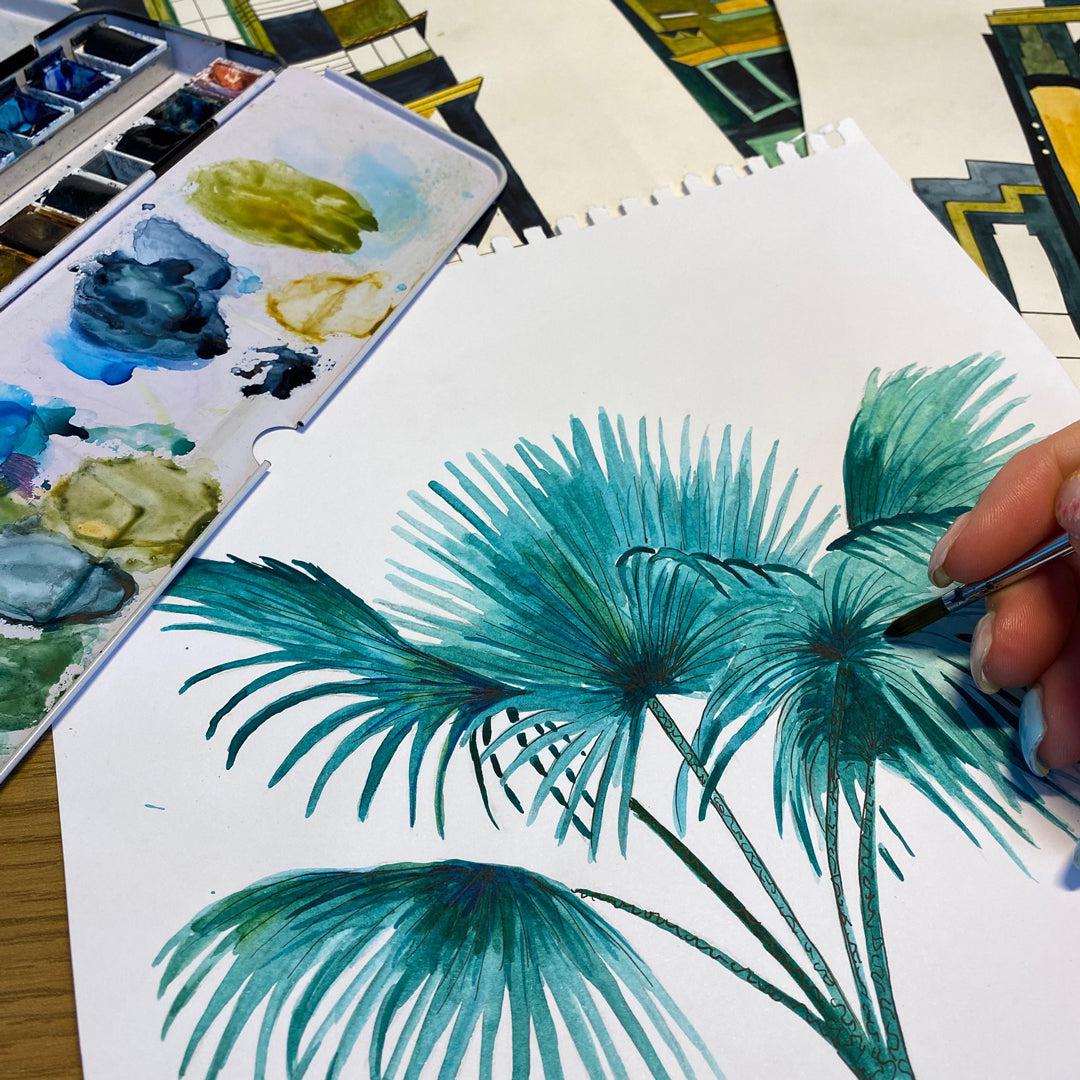 Downtown Deco Wallpaper - Pastel Blue - Brand Mckenzie