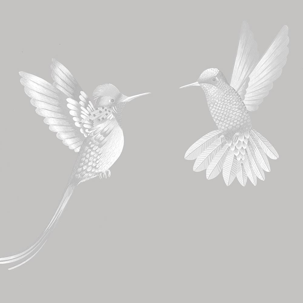 Exotic Birds Wallpaper - Concrete Grey - Brand Mckenzie