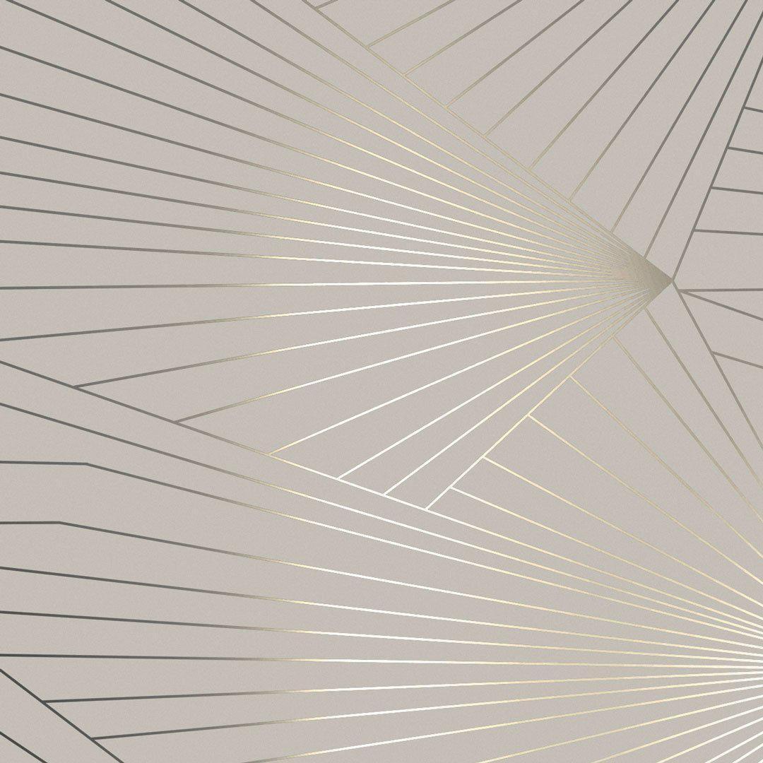 Fan Metallic Wallpaper - Pewter / Limestone - Erica Wakerly