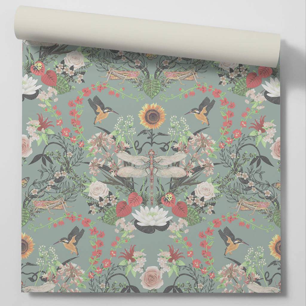 Garden Treasures Wallpaper - Mint - Becca Who