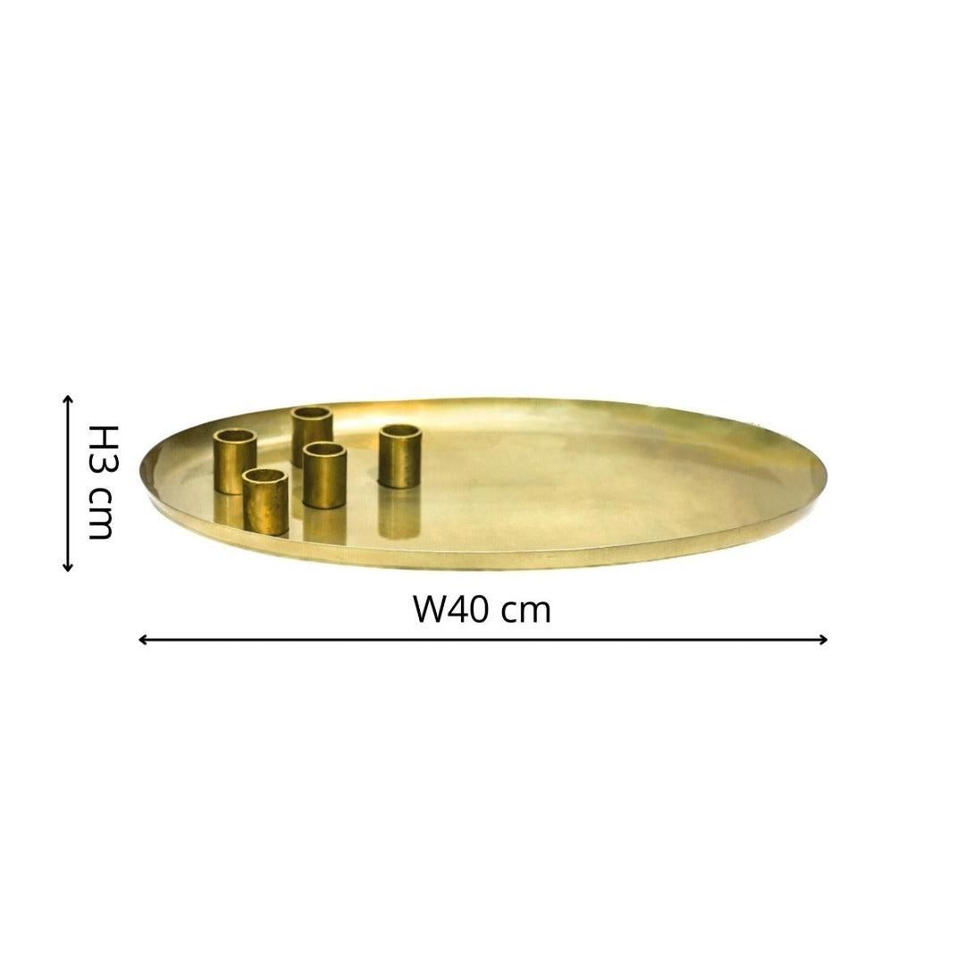 Gold Oval Tray with Magnetic Candle Holders