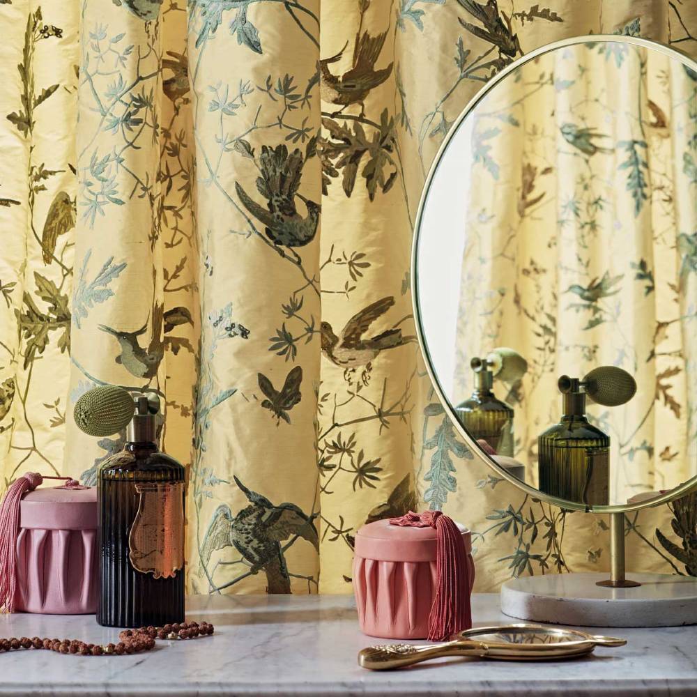 Hummingbirds 100% Embroidered Silk Fabric - Cole & Son