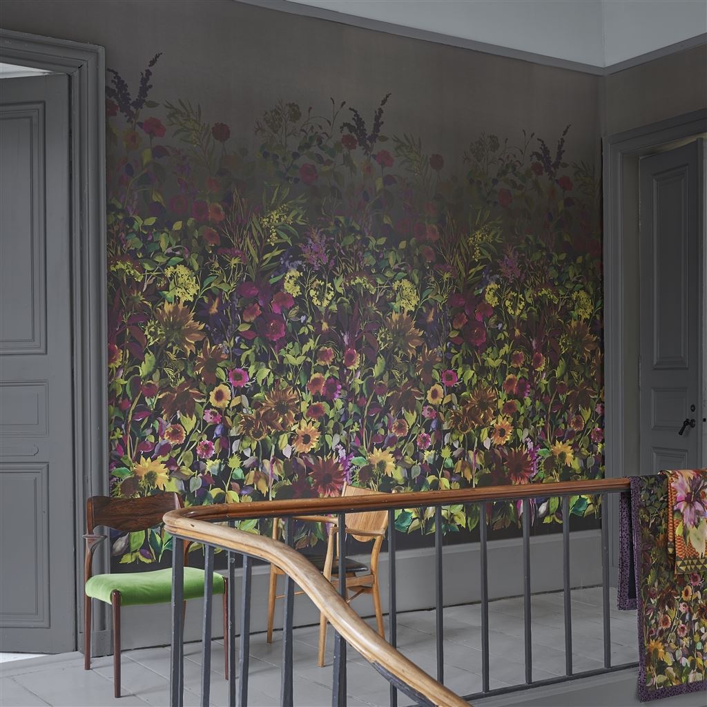 Indian Sunflower Wallpaper - Graphite - Designers Guild