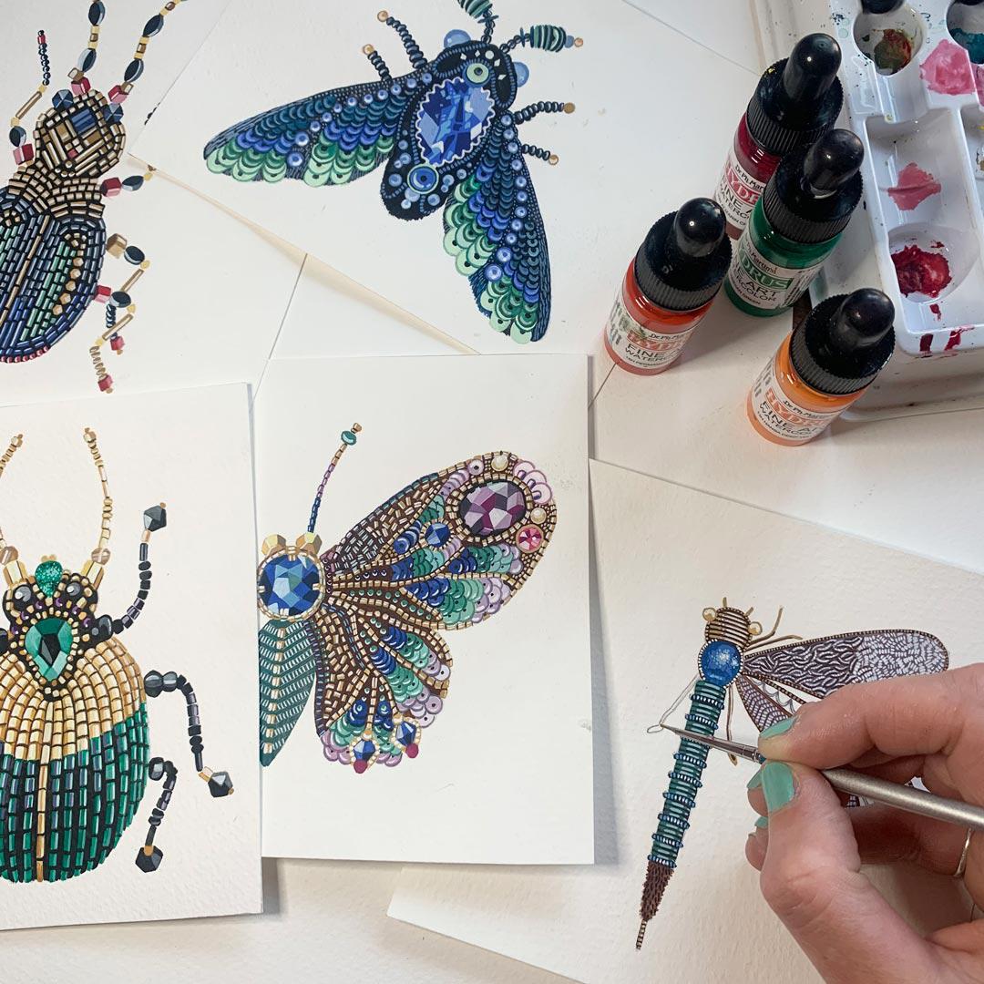 Jewel A Flutter Wallpaper - Blush - Brand Mckenzie