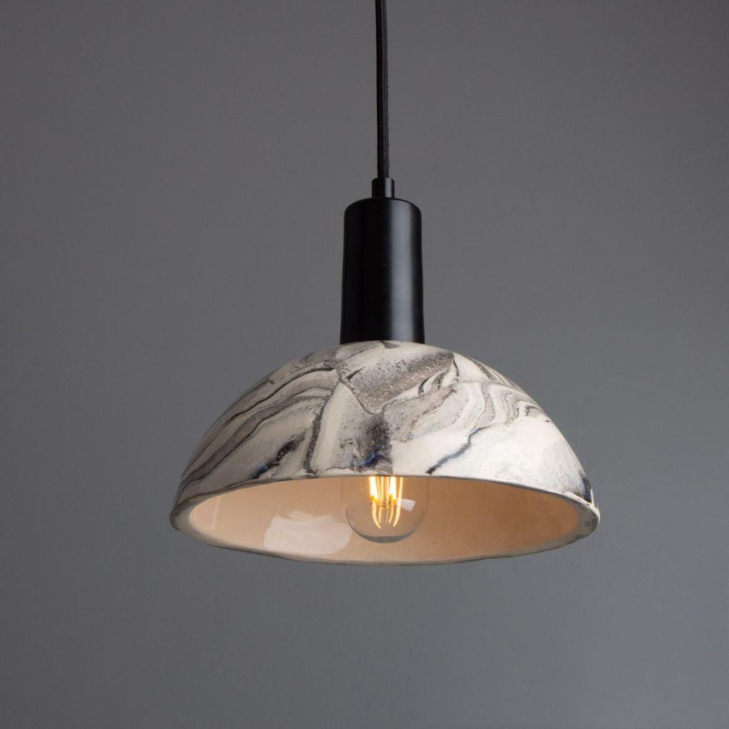 Kauri Ceramic Dome Pendant - Marbled - Mullan Lighting