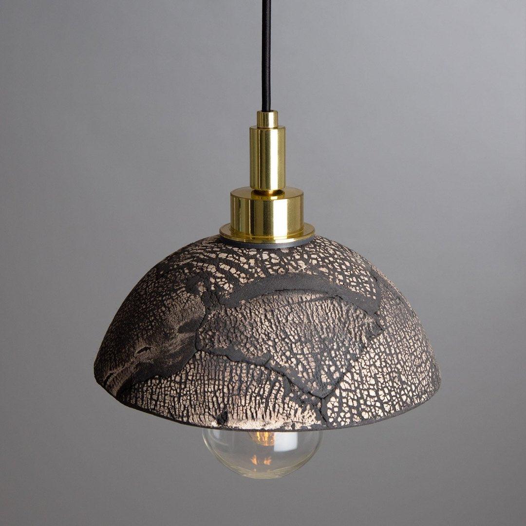 Kingii Ceramic Dome Bathroom Pendant Light - Black Clay - Mullan Lighting