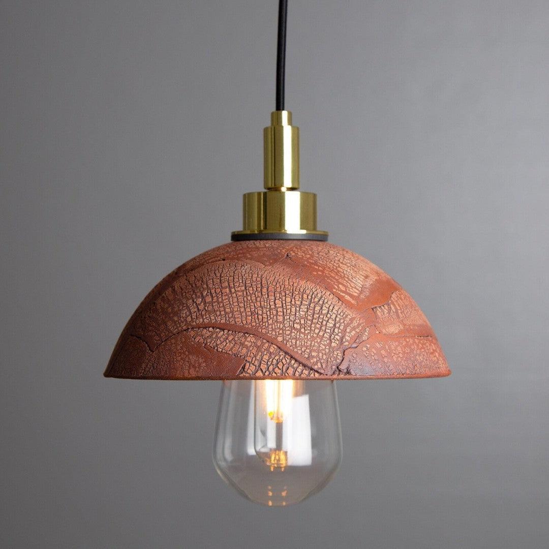 Kingii Ceramic Dome Bathroom Pendant Light - Red Iron - Mullan Lighting