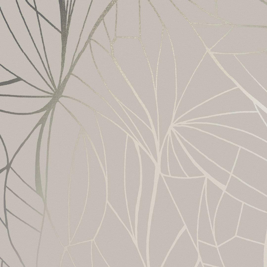 Leaf Wallpaper - Pewter/ Limestone - Erica Wakerly