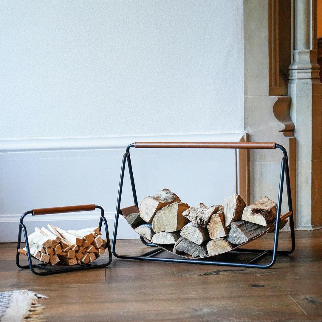 Leather Sling Kindling Holder - Black