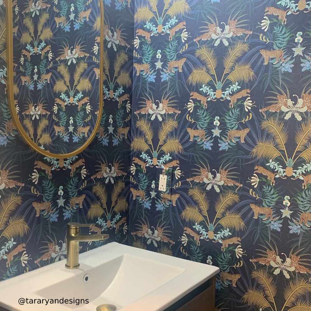 Leopard Luxe Wallpaper - Blue - Graduate Collection