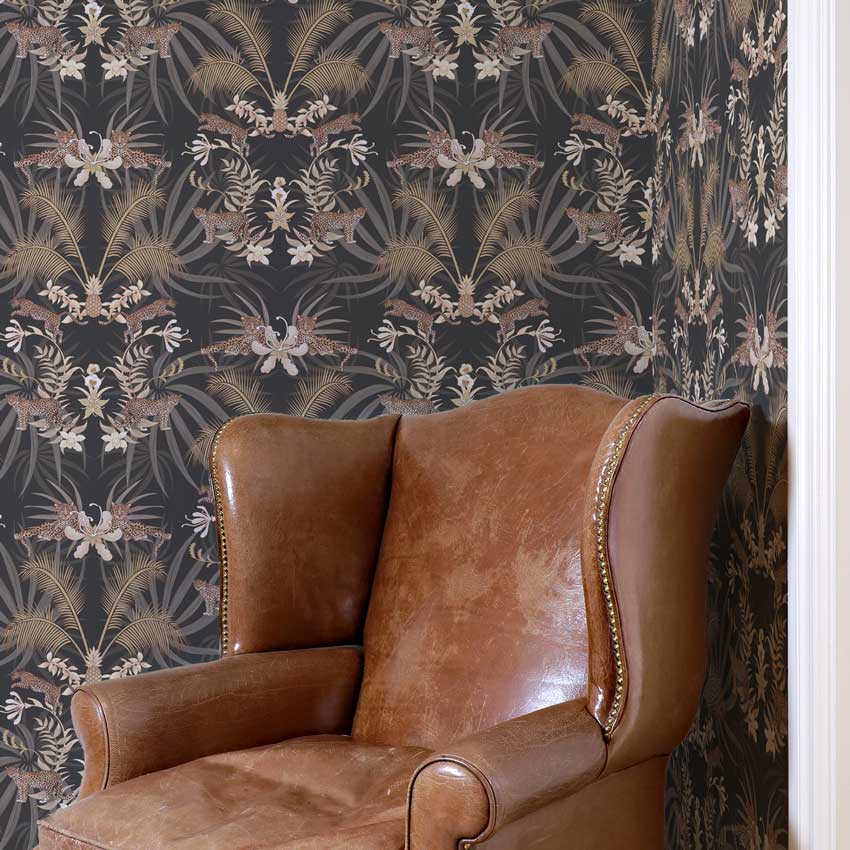 Leopard Luxe Wallpaper - Charcoal - Graduate Collection