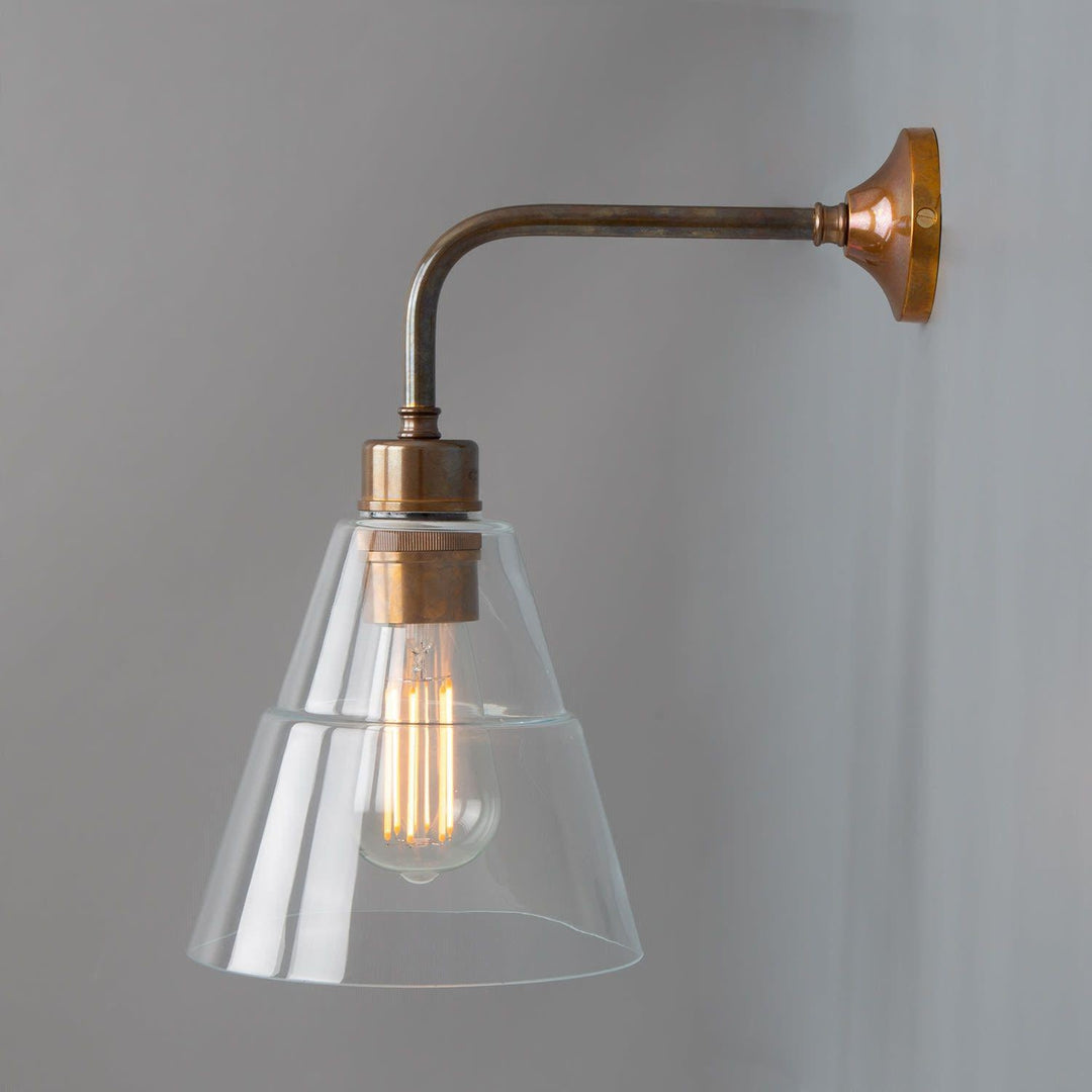 Lyx Glass Cone Wall Light - Antique Brass - Mullan Lighting