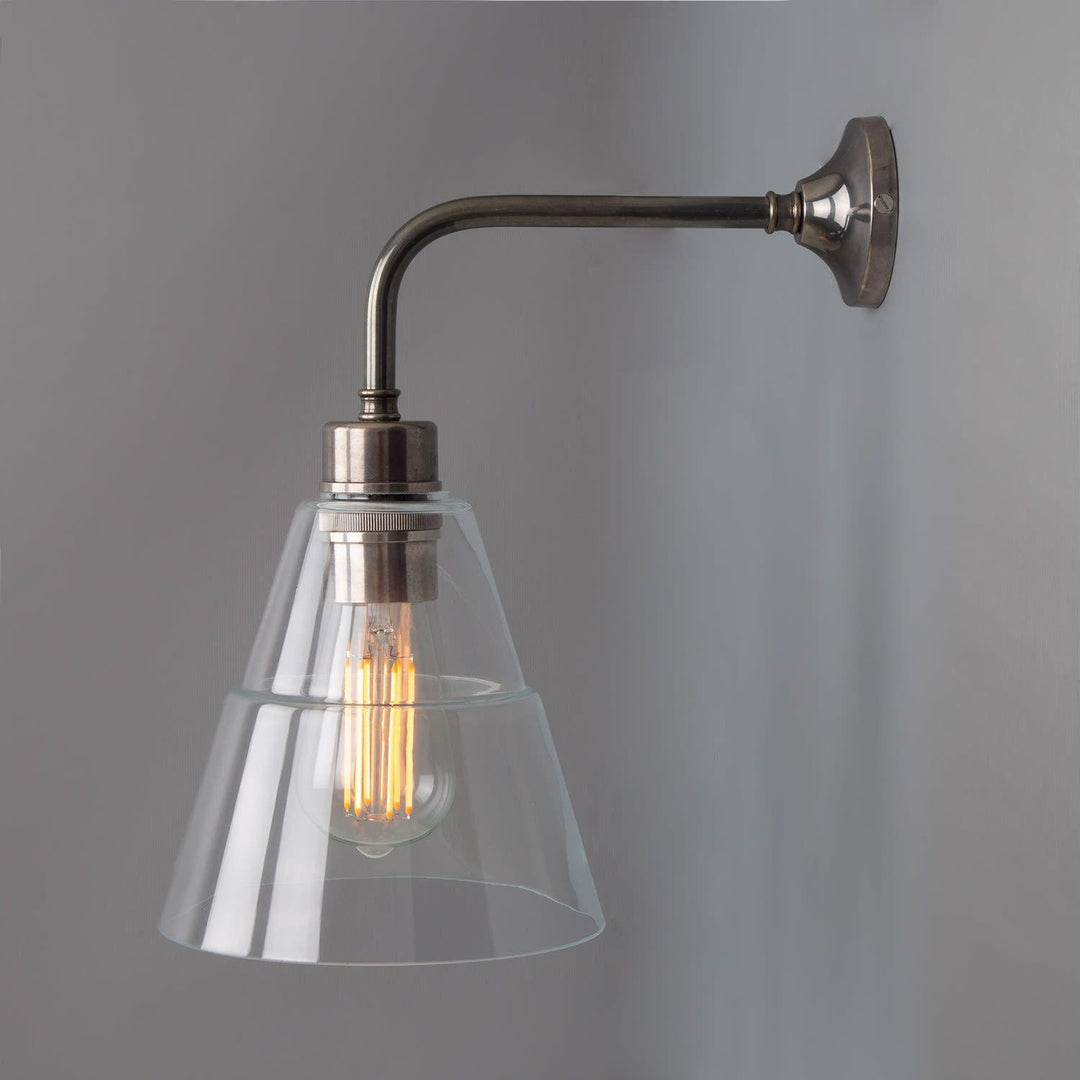 Lyx Glass Cone Wall Light - Antique Silver - Mullan Lighting