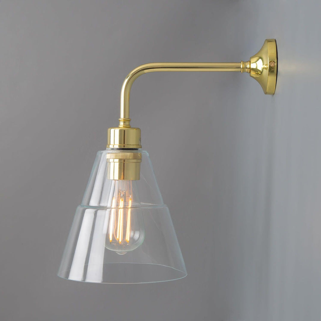 Lyx Glass Cone Wall Light - Polished Brass - Mullan Lighting