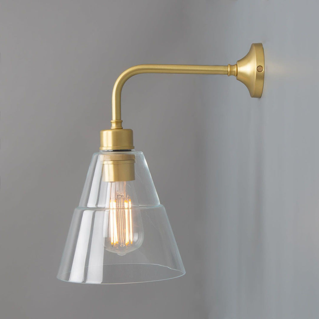 Lyx Glass Cone Wall Light - Satin Brass - Mullan Lighting