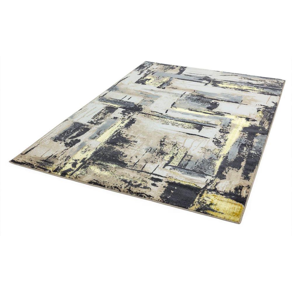 Metallic Abstract Print Rug - Yellow