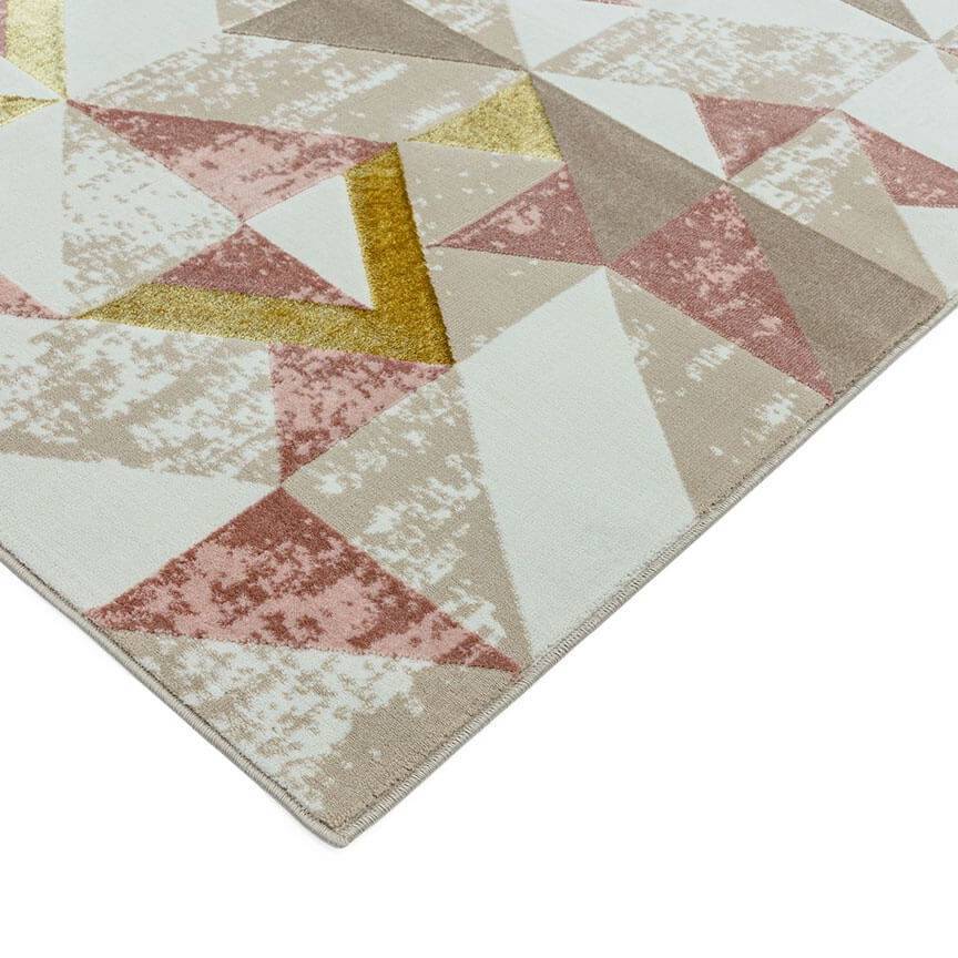 Metallic Geometric Print Rug - Pink