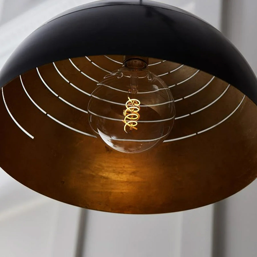 Midas Black Dome Gold Leaf Pendant Light - Mullan Lighting