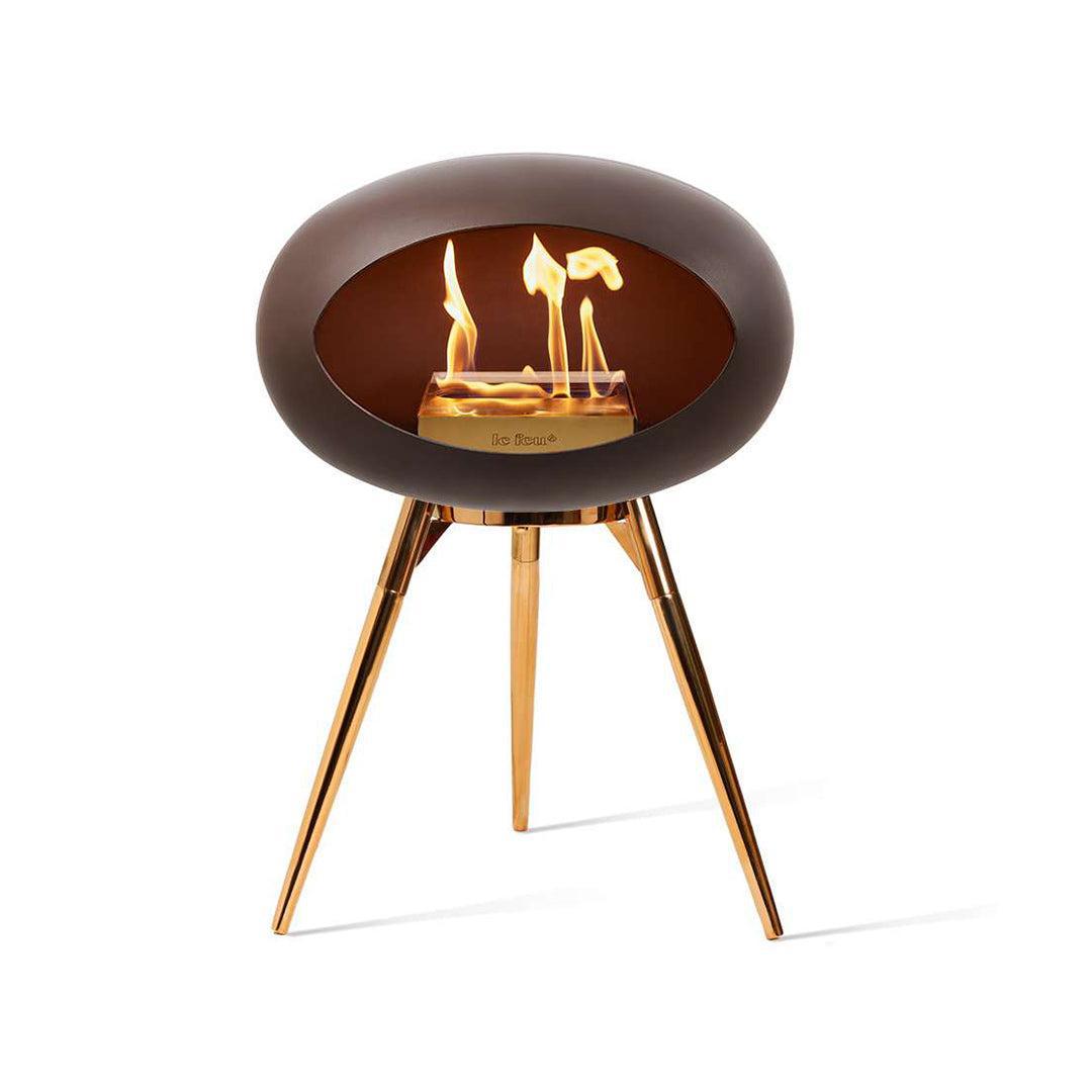 Mocca Ground Low Bioethanol Tripod Fireplace Rose Gold - Le Feu
