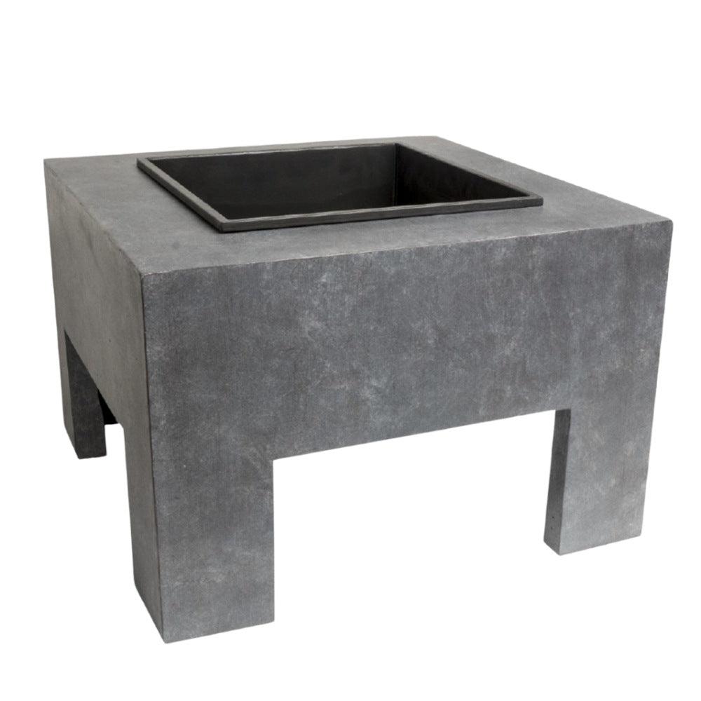 Naples Chunky Square Fire Pit - Cement