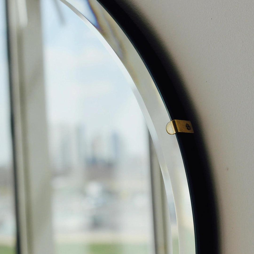 Orbis Bevelled Round Mirror with Brass Clips