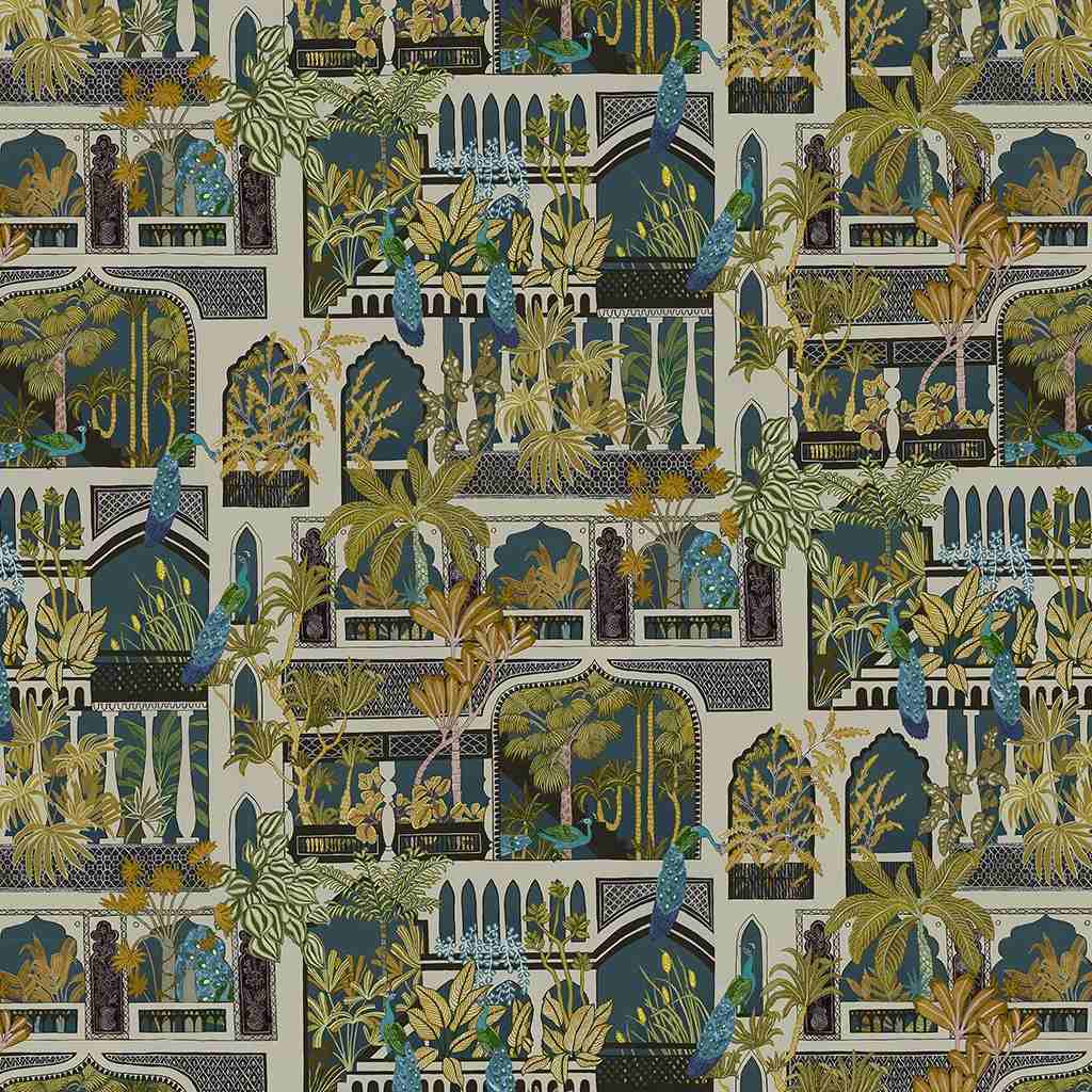 Peacock Arches Wallpaper - Dark Teal - Josephine Munsey
