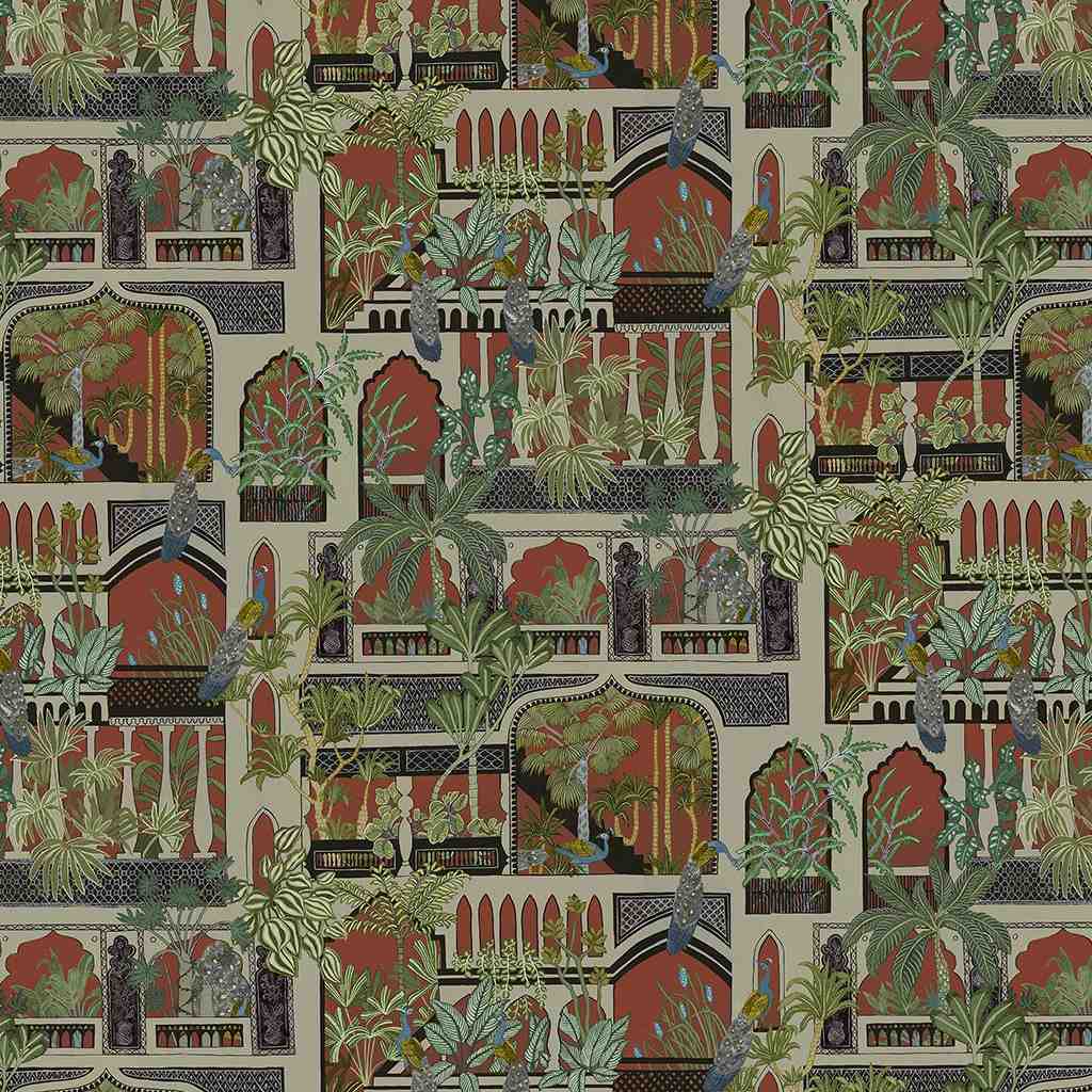 Peacock Arches Wallpaper - Terracotta - Josephine Munsey