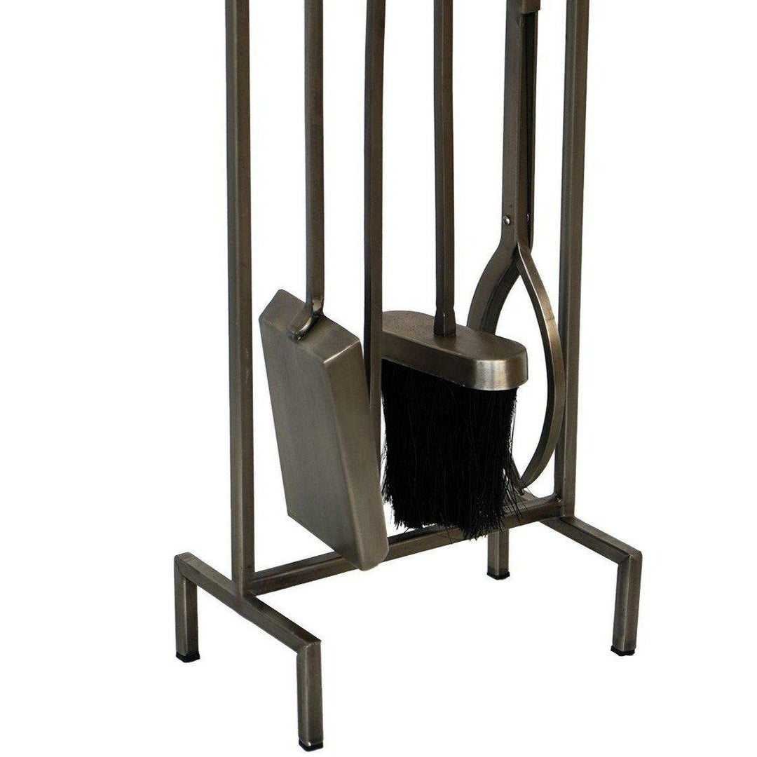 Pewter Iron Hanging Rack Fire Tools Set