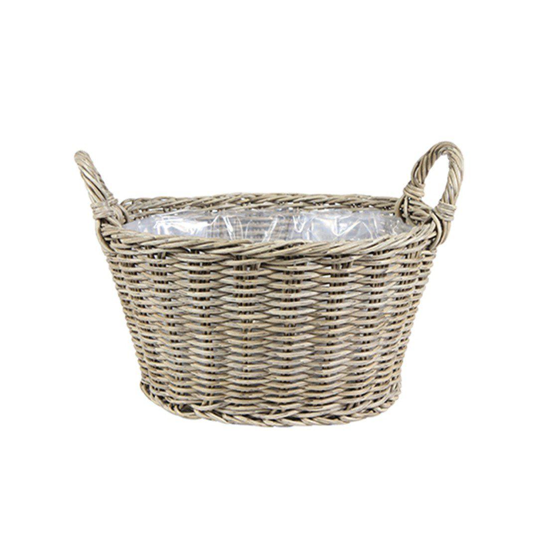 Polyrattan Lined Willow Basket - Natural