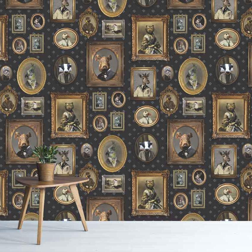 Portrait Gallery Wallpaper - Navy - Graduate Collection