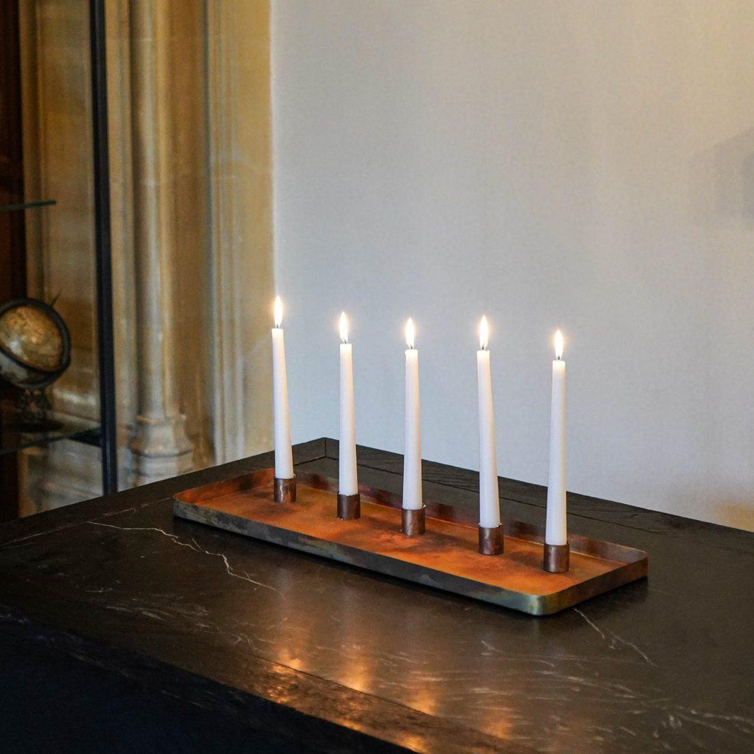 Rectangular Centrepiece with Candle Holders - Copper