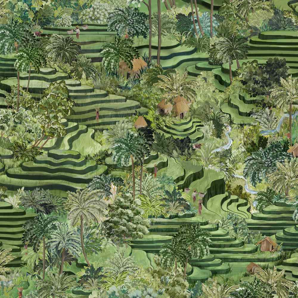 Rice Terrace Wallpaper - Grass Green - Brand Mckenzie