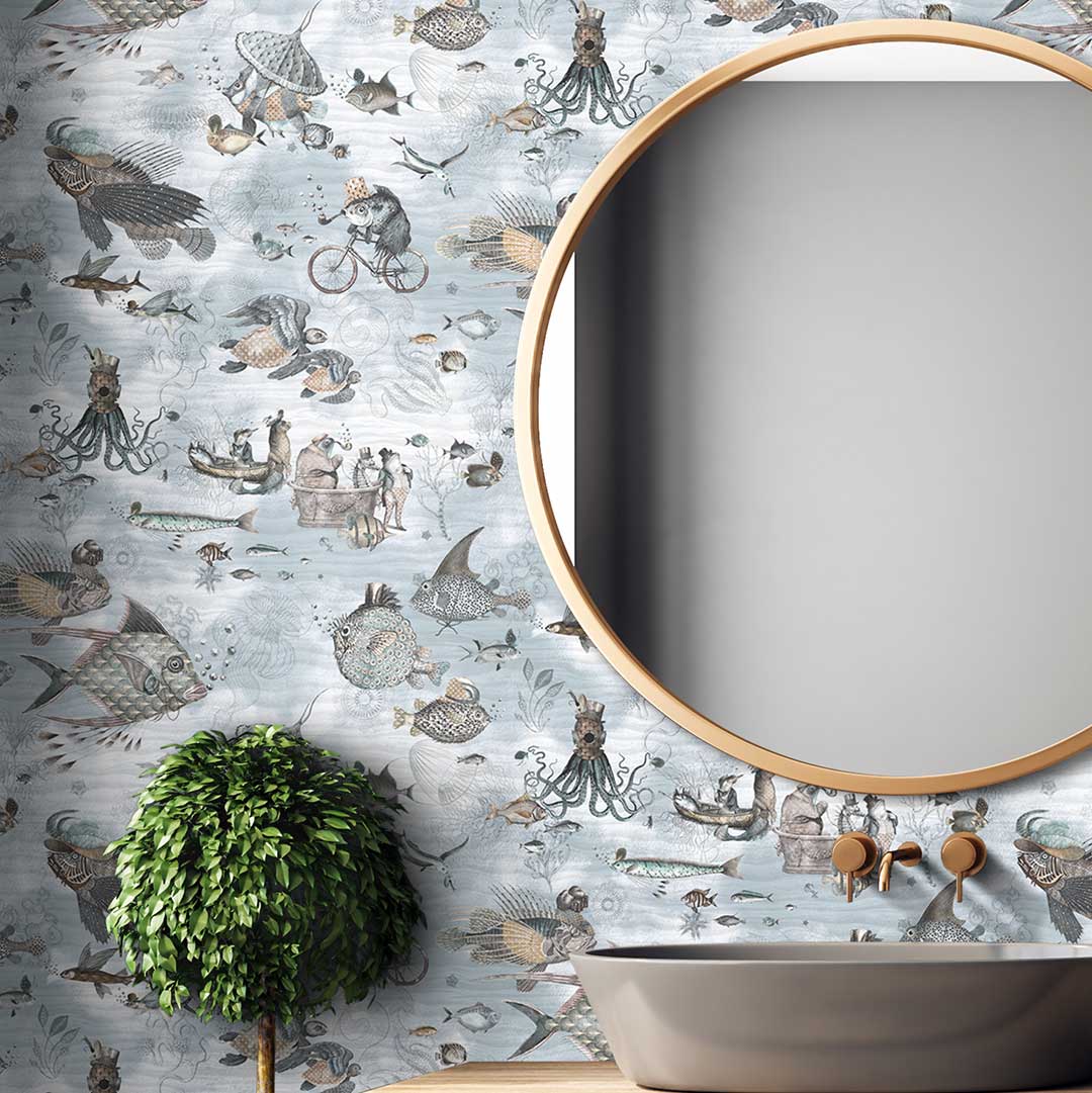 Sea Life Wallpaper - Aqua and Sand - Brand Mckenzie