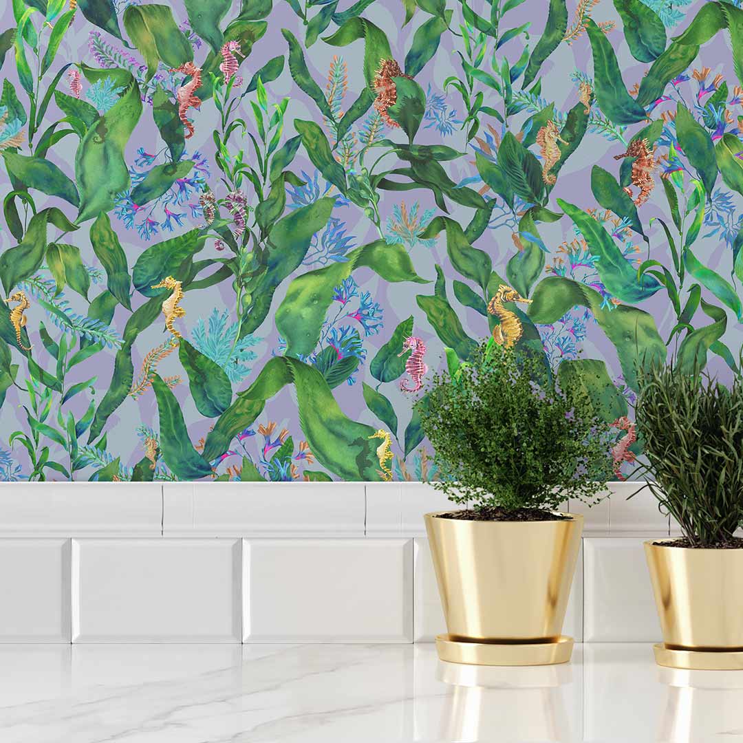 Seahorse Mangrove Wallpaper - Spring Green - Brand Mckenzie