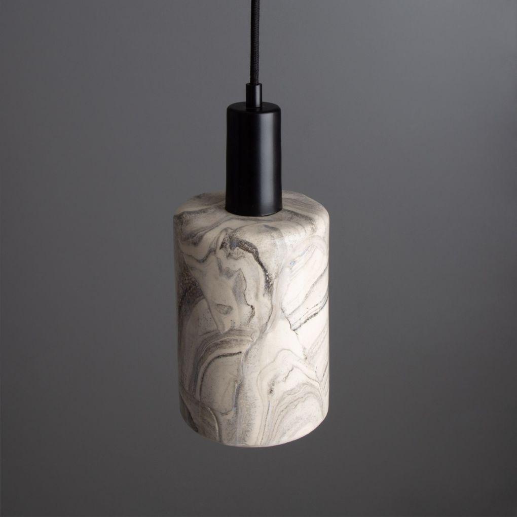 Senna Ceramic Cylinder Pendant - Marbled - Mullan Lighting