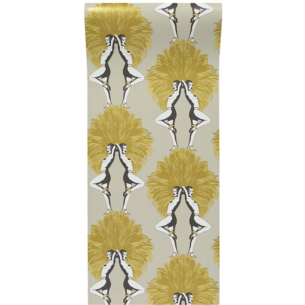 Showgirls Wallpaper - Metallic Gold/Mustard & Cream - Graduate Collection