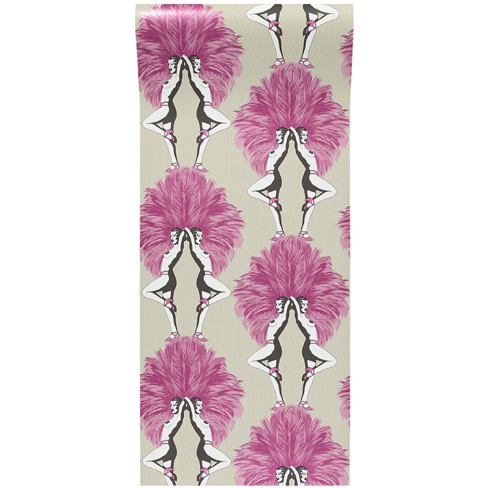 Showgirls Wallpaper - Metallic Pink & Cream - Graduate Collection