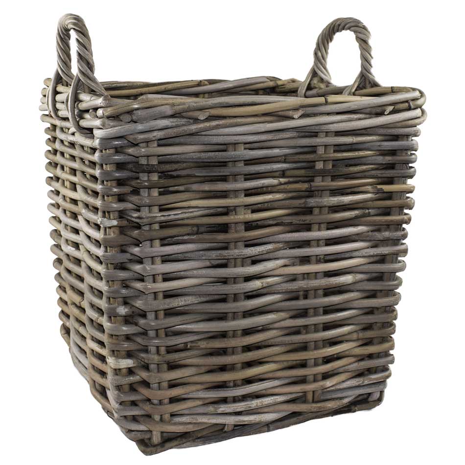 Square Wicker Log Storage Basket - Set of Two