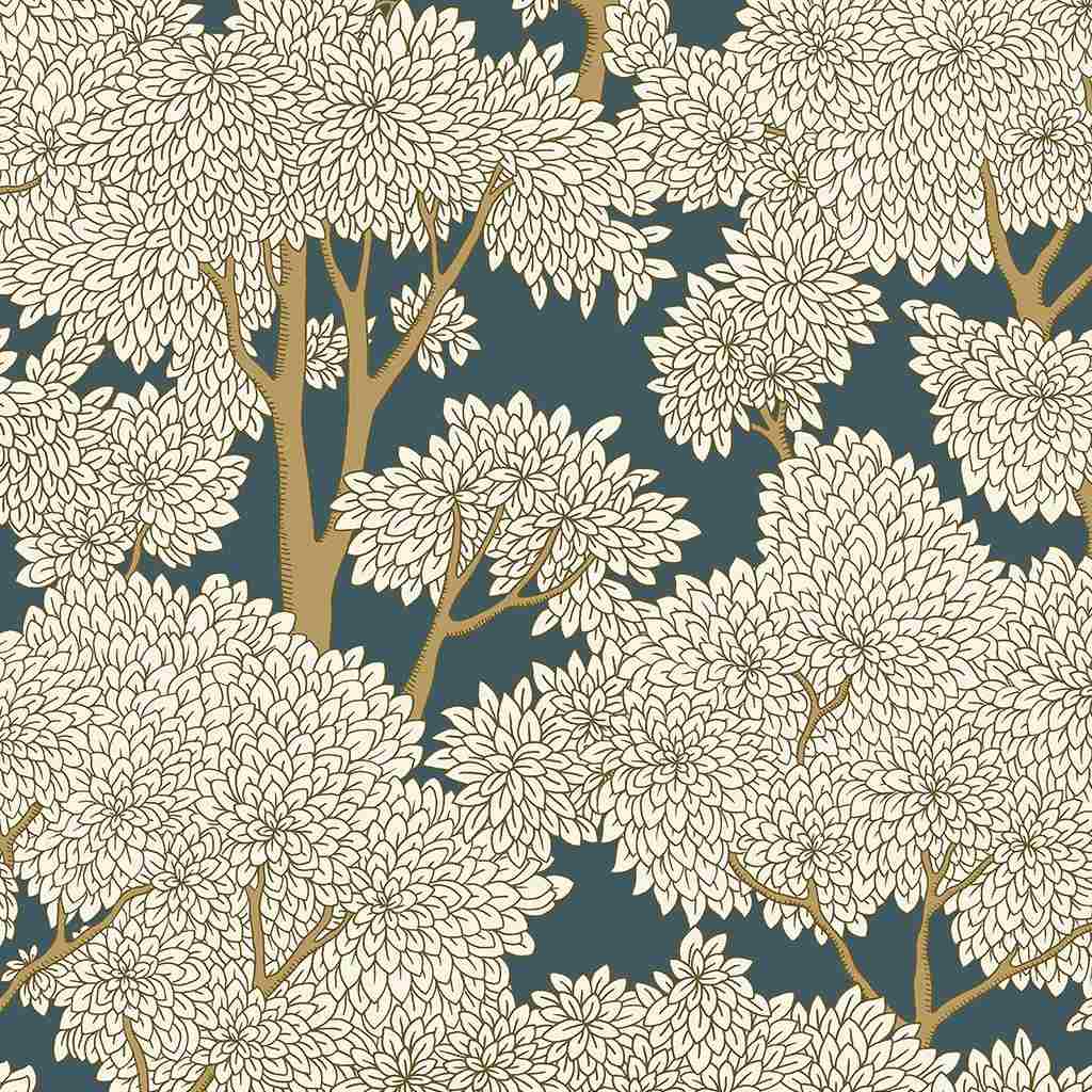 Stockend Woods Wallpaper - Navy & Ochre - Josephine Munsey