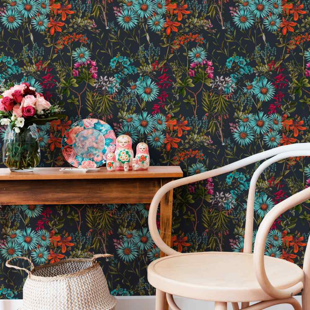 Summerish Charcoal Wallpaper - Set of 3 Rolls - MINDTHEGAP