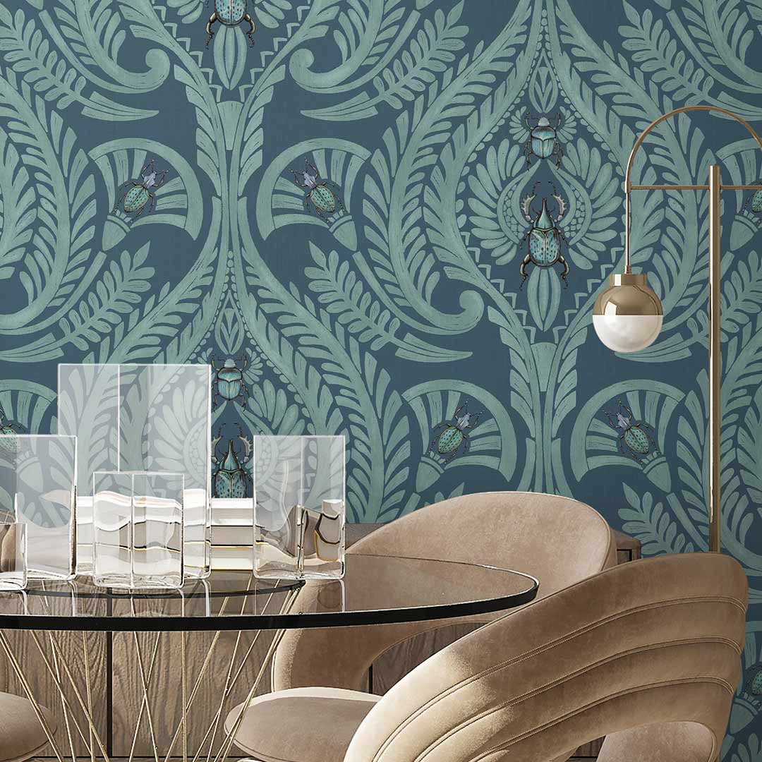 The Great Damask Wallpaper - Teal - Brand Mckenzie
