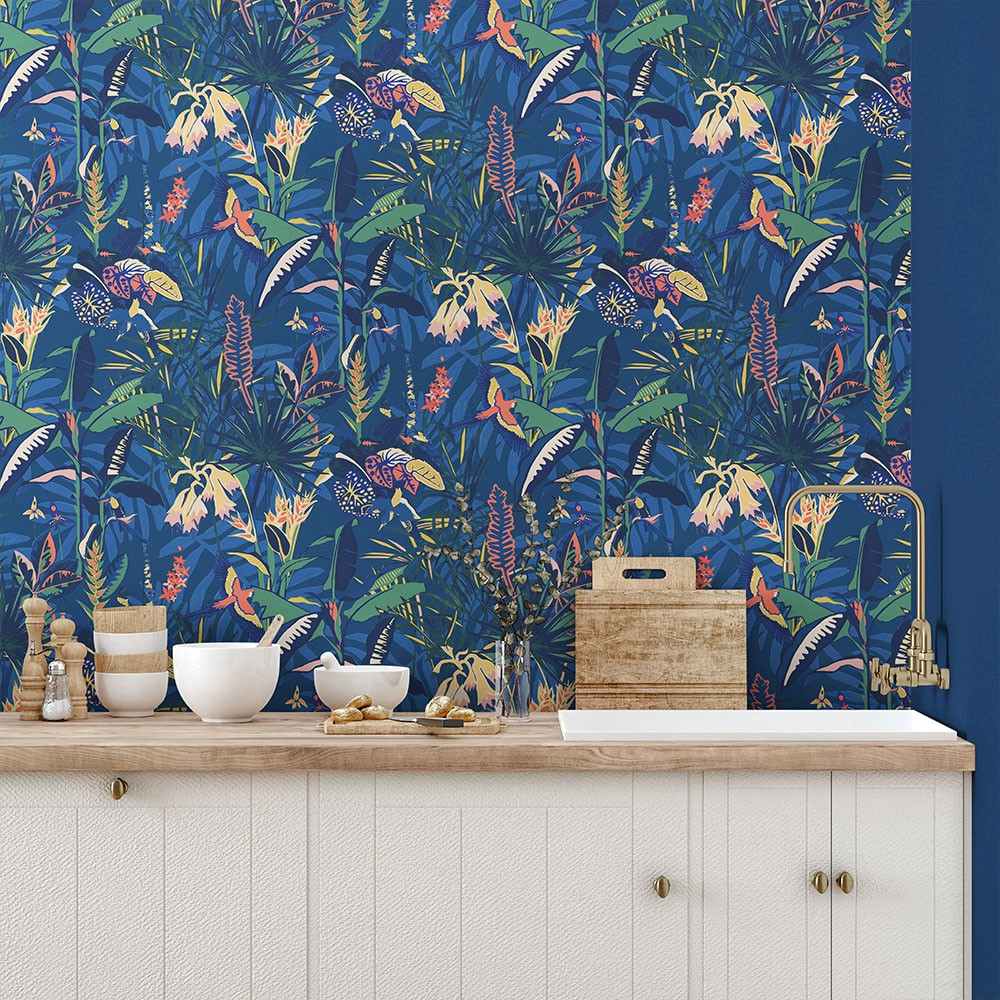 The Tropics Wallpaper - Midnight Blue - Brand Mckenzie
